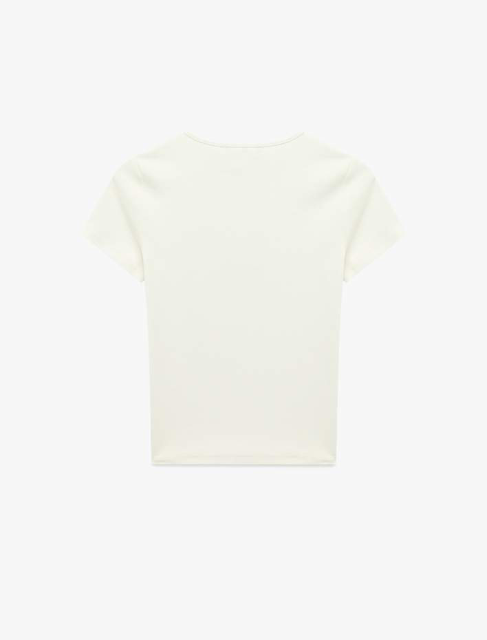  Kiraz Baskılı Kısa Kollu Bisiklet Yaka Pamuklu Pullu Payetli Tişört