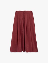 Rahat Kalıp Modal Kumaş Cepli Pileli Midi Etek