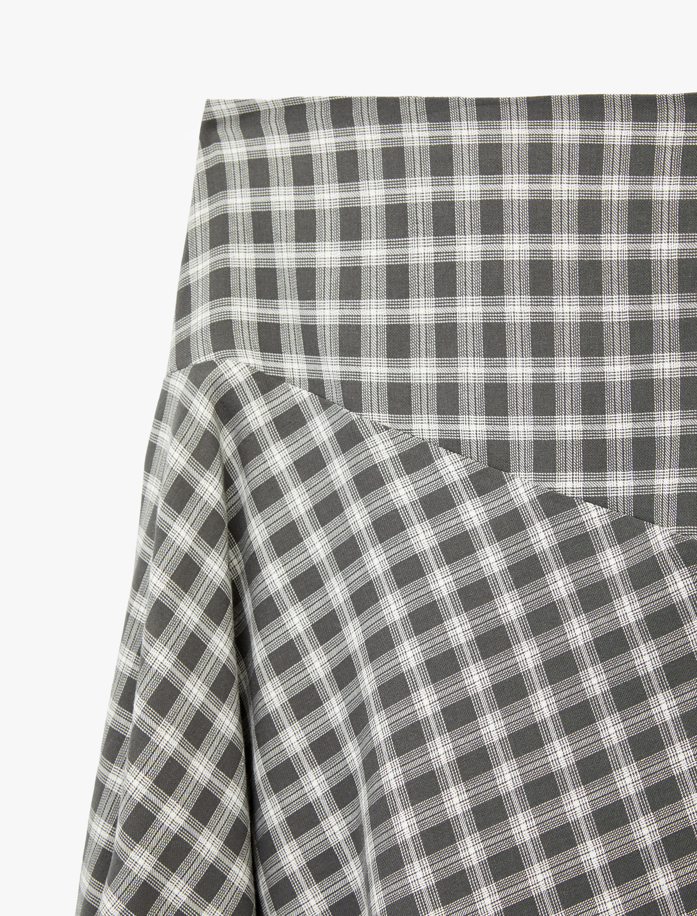   Asimetrik Kesim Pamuklu Ekoseli Midi Etek