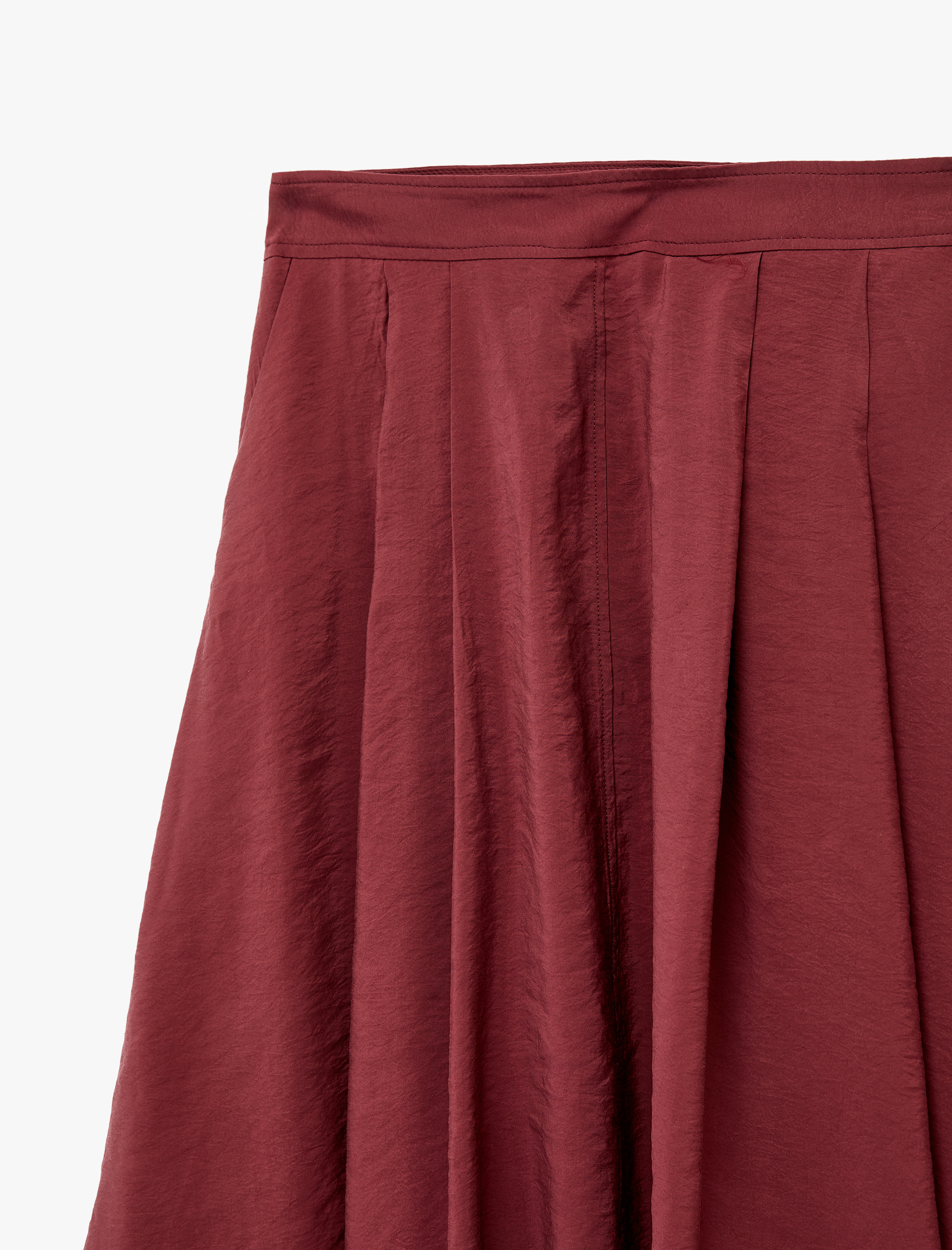   Rahat Kalıp Modal Kumaş Cepli Pileli Midi Etek