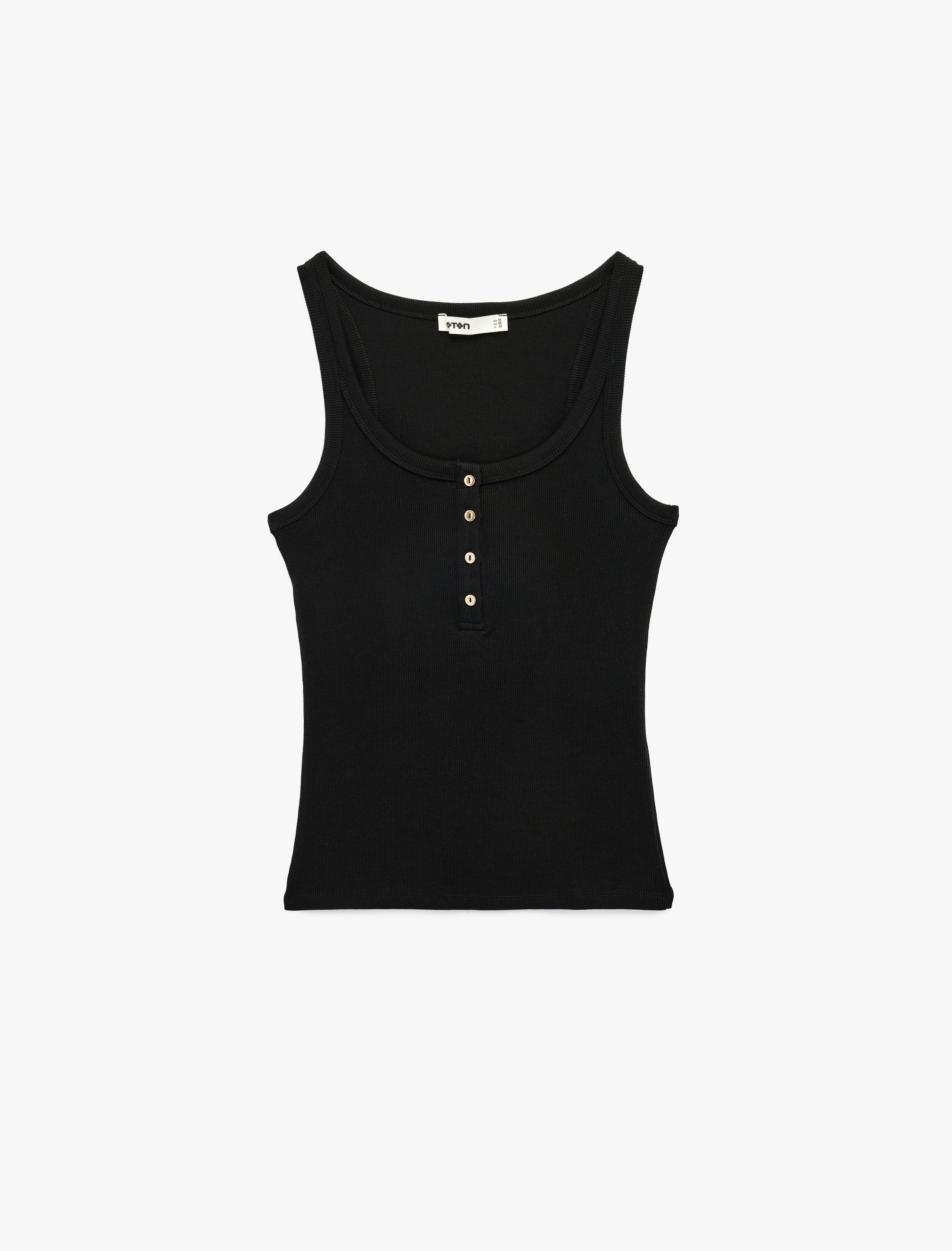   Pamuklu Slim Fit Süs Düğmeli U Yaka Fitilli Atlet