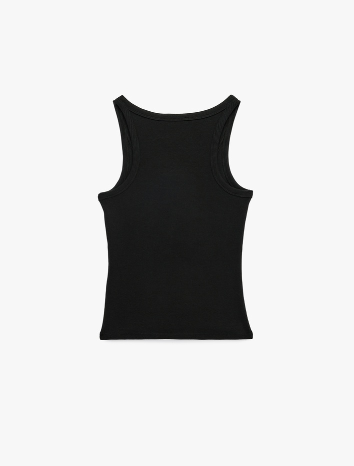  Pamuklu Slim Fit Süs Düğmeli U Yaka Fitilli Atlet