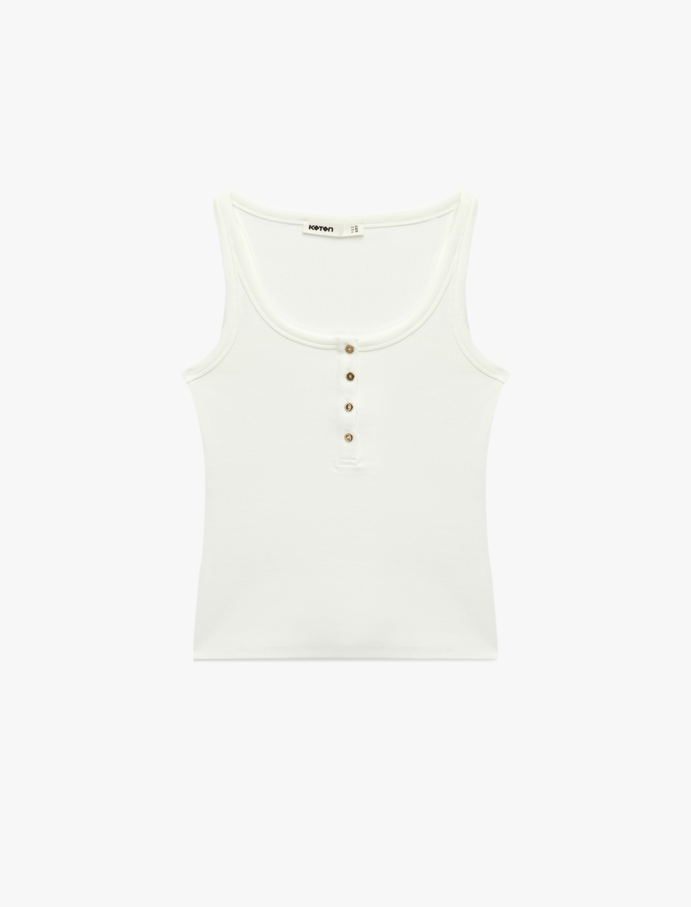   Pamuklu Slim Fit Süs Düğmeli U Yaka Fitilli Atlet