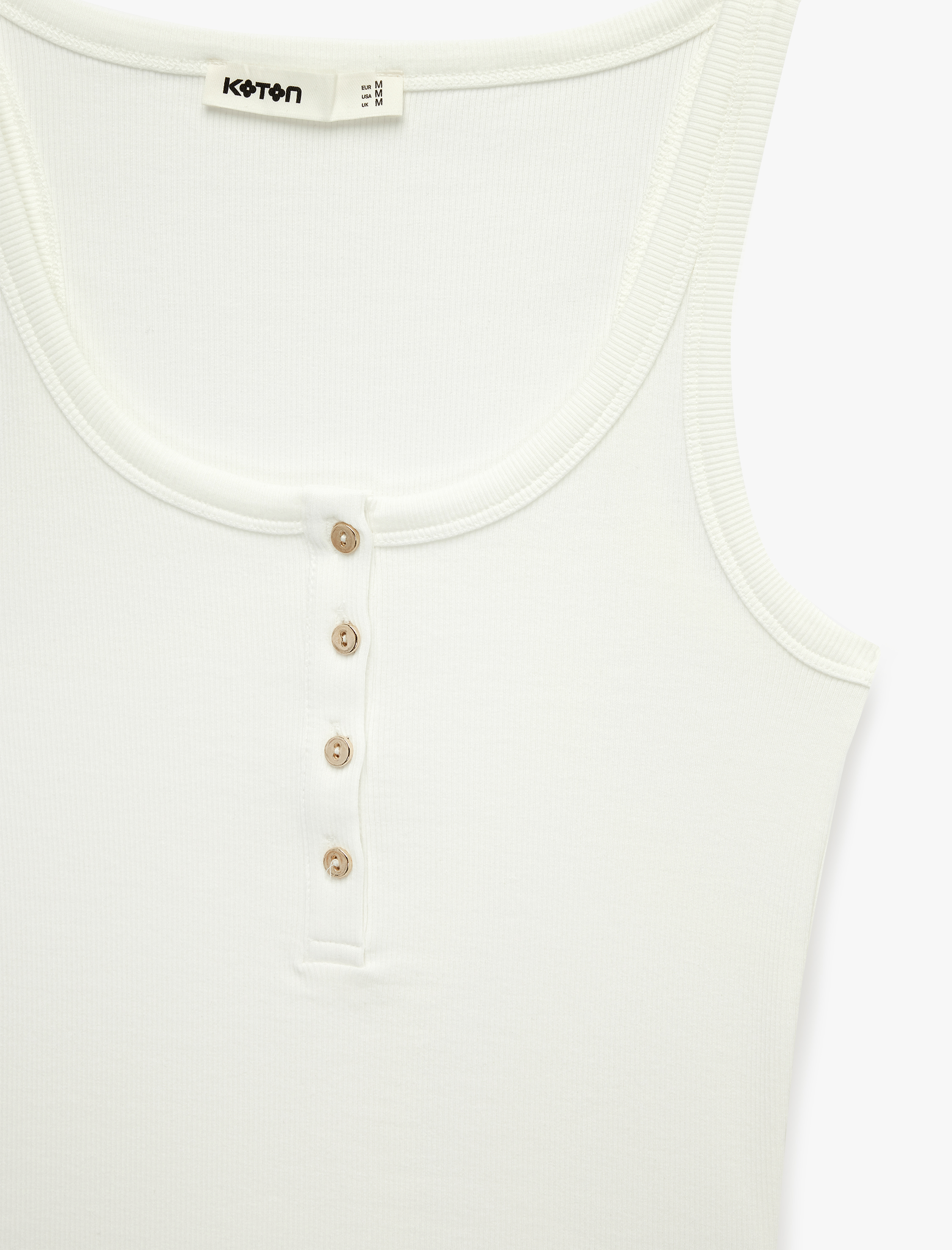   Pamuklu Slim Fit Süs Düğmeli U Yaka Fitilli Atlet