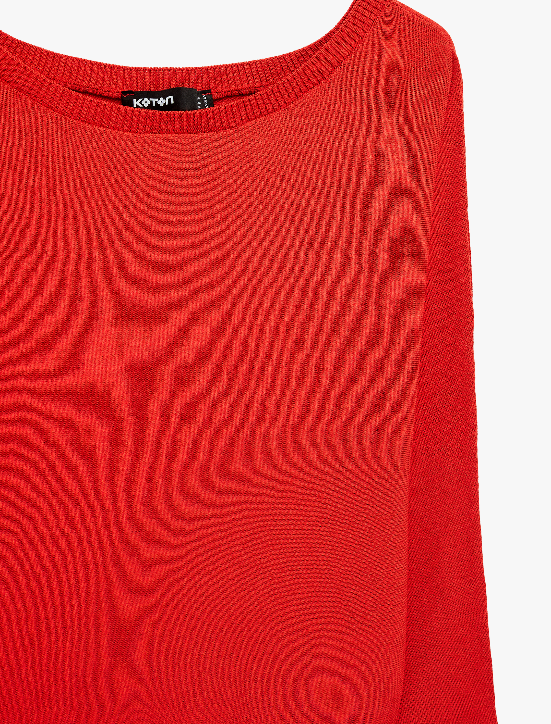   Yuvarlak Kayık Yaka Uzun Kollu Viskon Triko Kazak