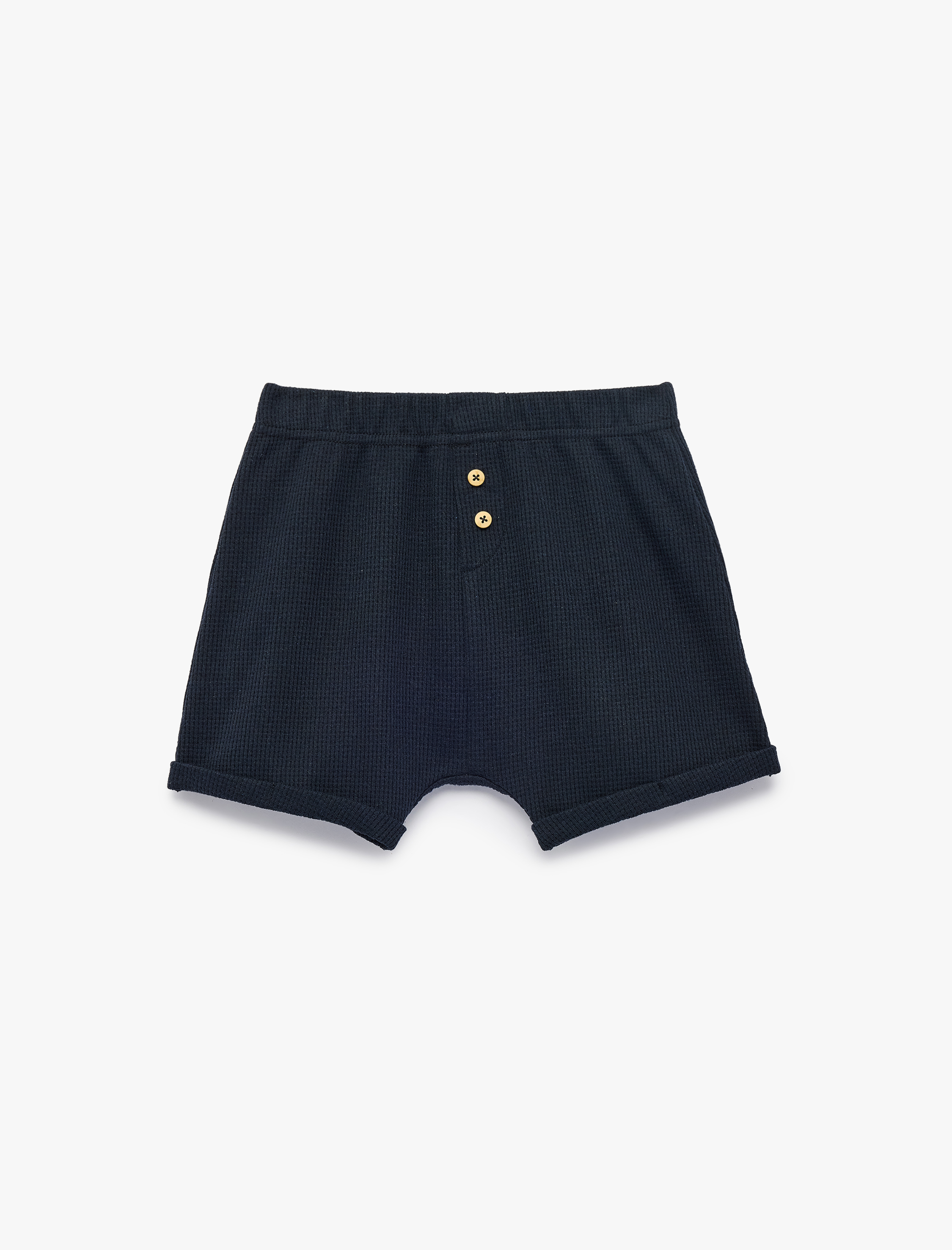  Erkek Bebek Beli Lastikli Dokulu Düğme Detaylı Şort