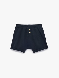 Beli Lastikli Dokulu Düğme Detaylı Şort