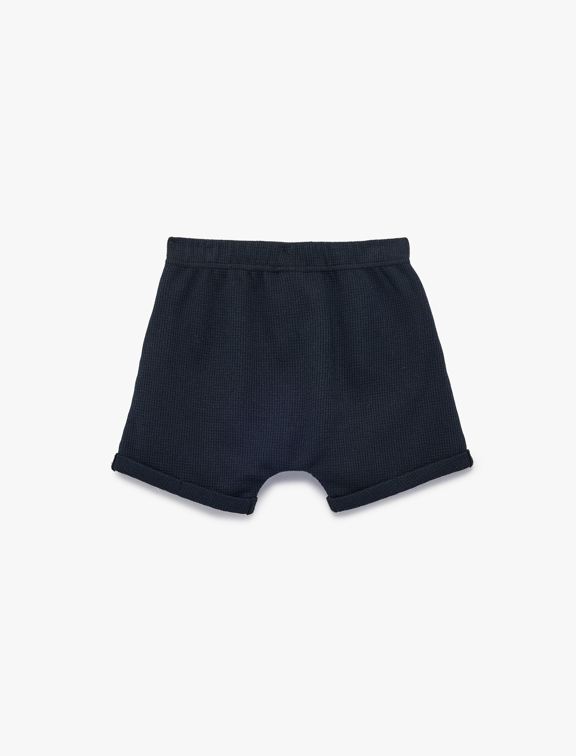  Erkek Bebek Beli Lastikli Dokulu Düğme Detaylı Şort