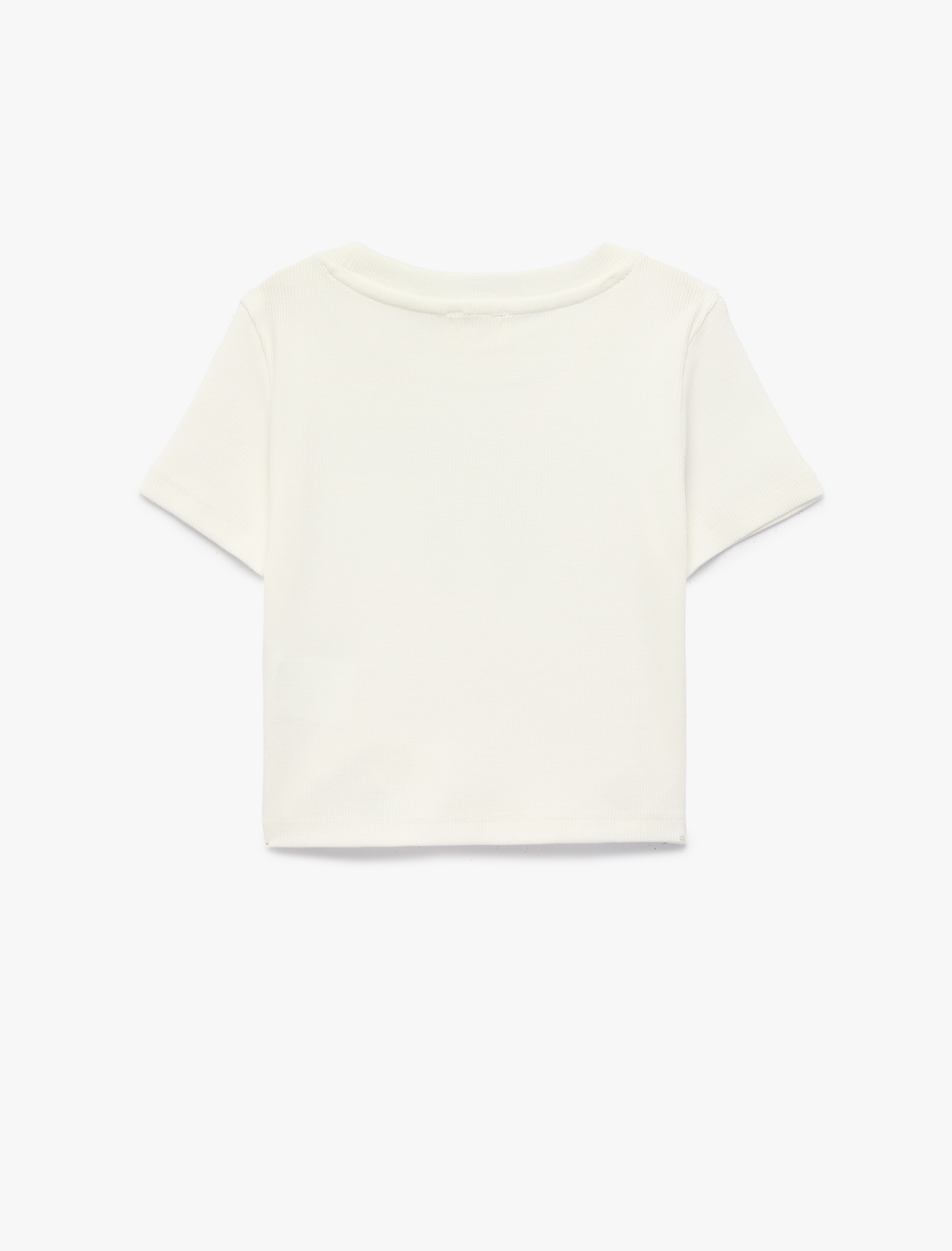  Kız Çocuk Pamuklu Taş Detaylı Kısa Kollu Bisiklet Yaka Fiyonk Baskılı Tişört