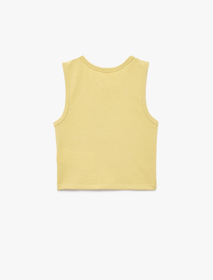 Kız Çocuk Taş Detaylı Bisiklet Yaka Kolsuz Fiyonklu Crop Atlet