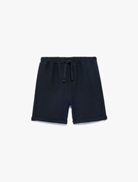 Beli Bağcıklı Pamuk Karışımlı Basic Şort