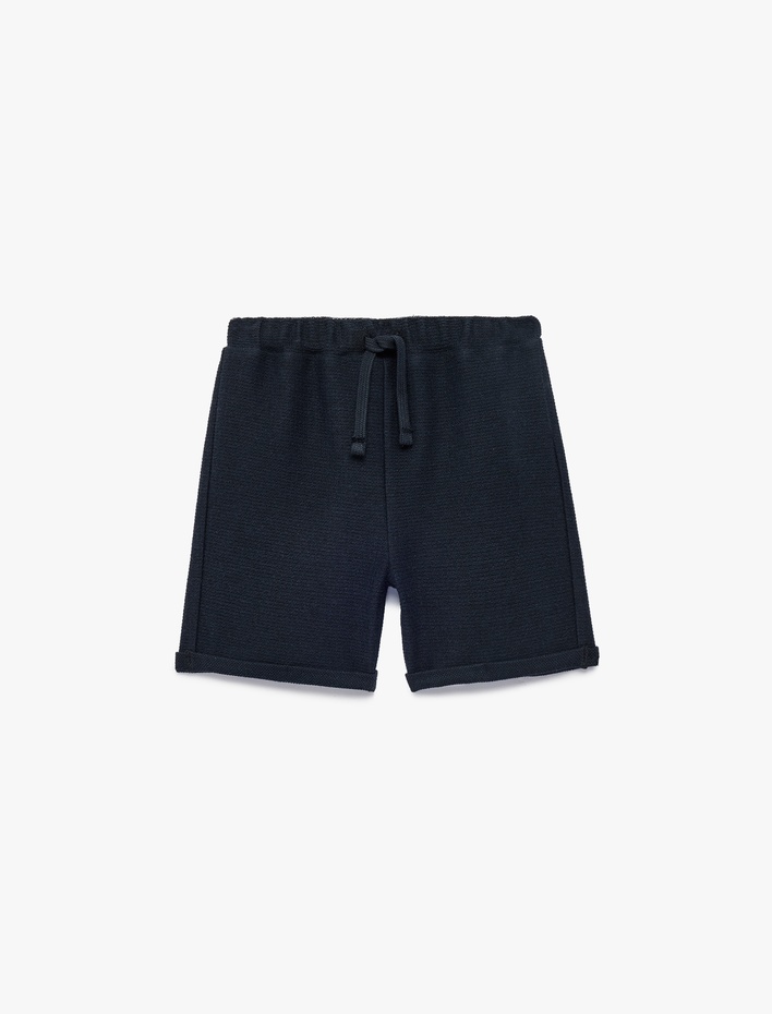 Erkek Bebek Beli Bağcıklı Pamuk Karışımlı Basic Şort