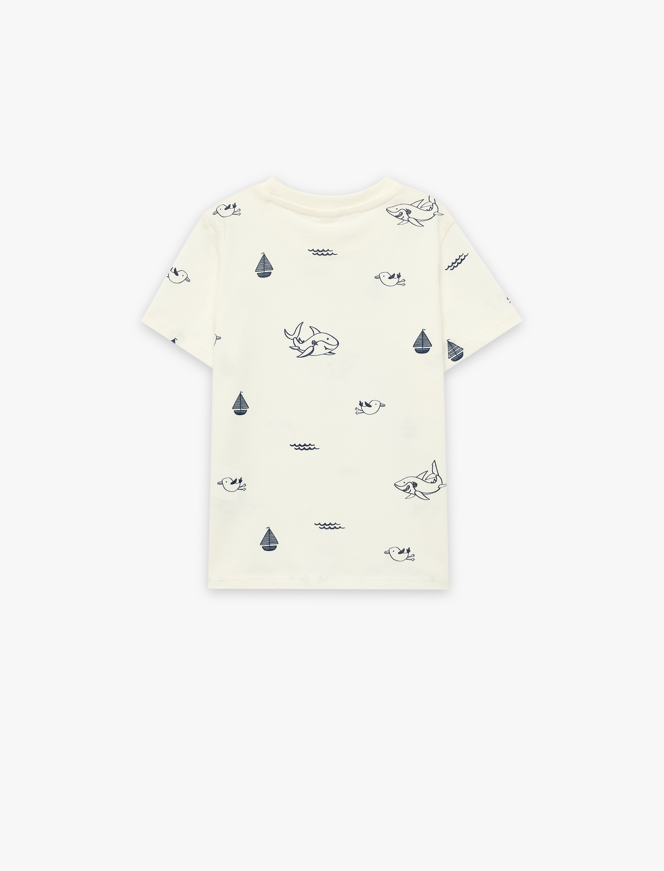  Erkek Bebek Pamuklu Kısa Kollu Bisiklet Yaka Baskılı Tişört