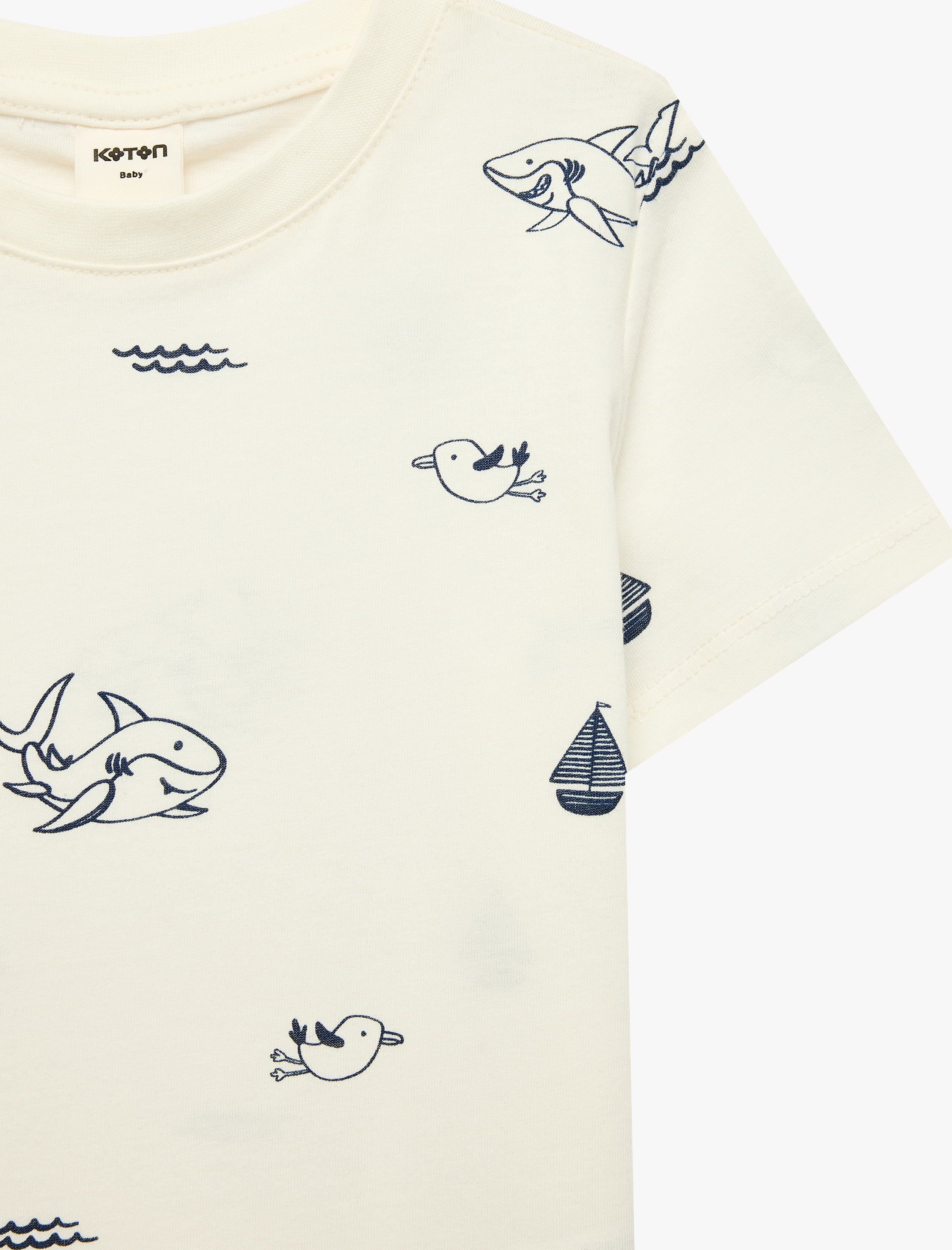  Erkek Bebek Pamuklu Kısa Kollu Bisiklet Yaka Baskılı Tişört