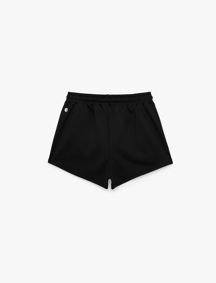  Yüksek Bel Rahat Kalıp Cepli Beli Bağcıklı Mini Spor Şort