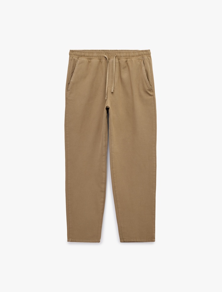  Pamuklu Regular Fit Cepli Beli Bağcıklı Pantolon