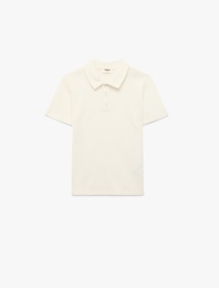 Kısa Kollu Düğmeli Basic Polo Yaka Tişört