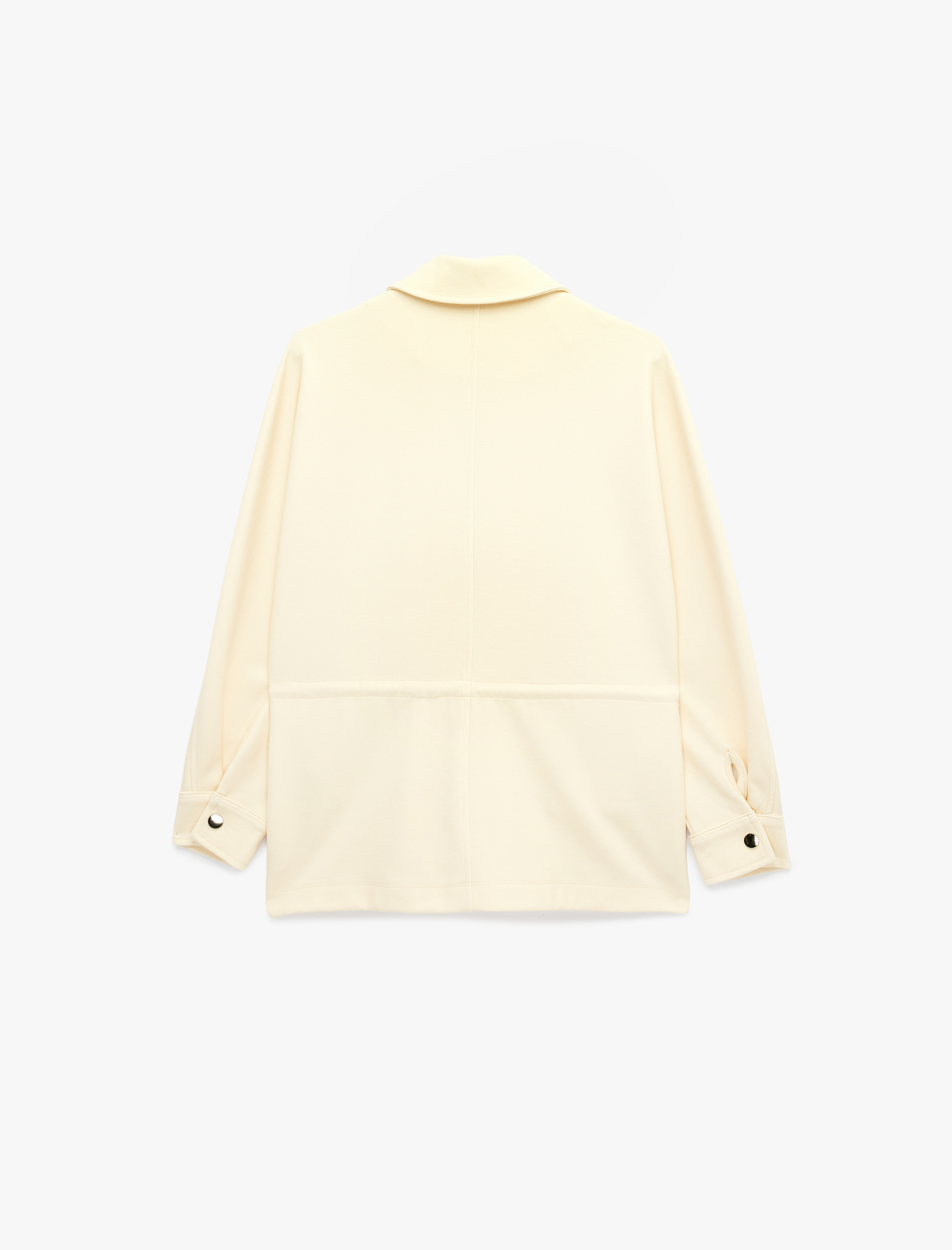   Uzun Kollu Belden Ayarlanabilir Bağlamalı Fermuarlı Ceket