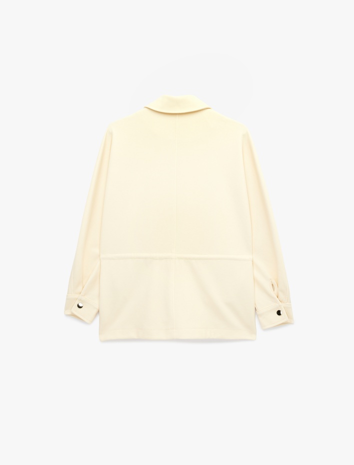  Uzun Kollu Belden Ayarlanabilir Bağlamalı Fermuarlı Ceket