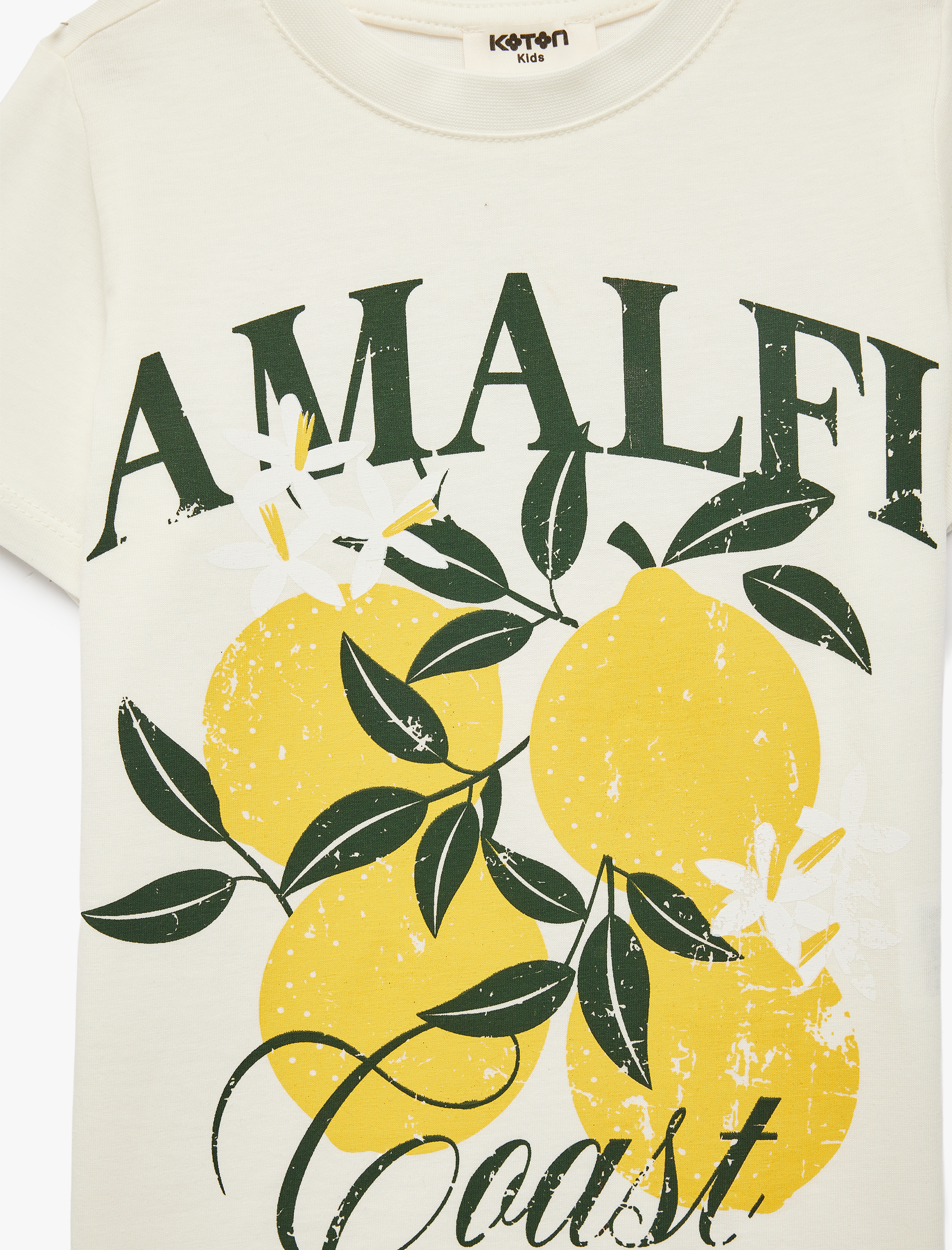  Kız Çocuk Pamuklu Kısa Kollu Bisiklet Yaka Baskılı Tişört