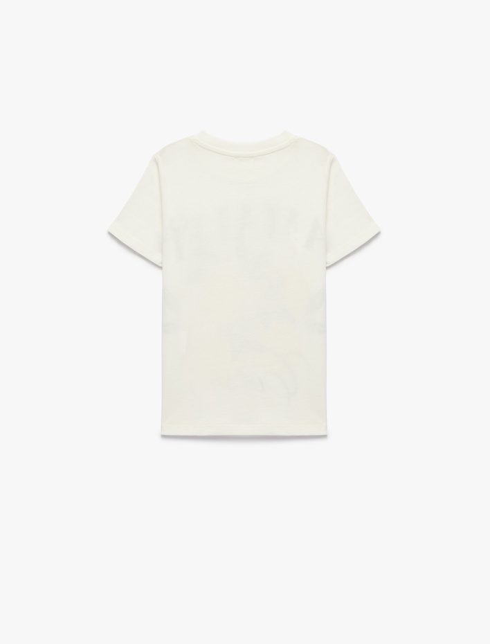 Kız Çocuk Pamuklu Kısa Kollu Bisiklet Yaka Baskılı Tişört