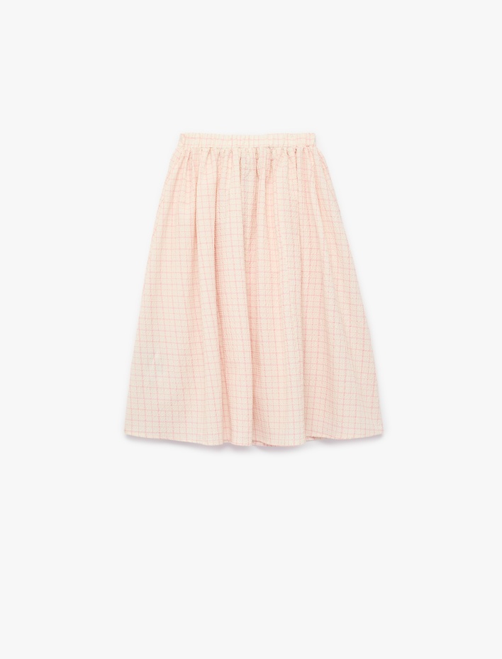 Kız Çocuk Fiyonk Detaylı A Kesim Pileli Midi Etek