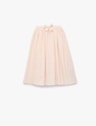 Fiyonk Detaylı A Kesim Pileli Midi Etek