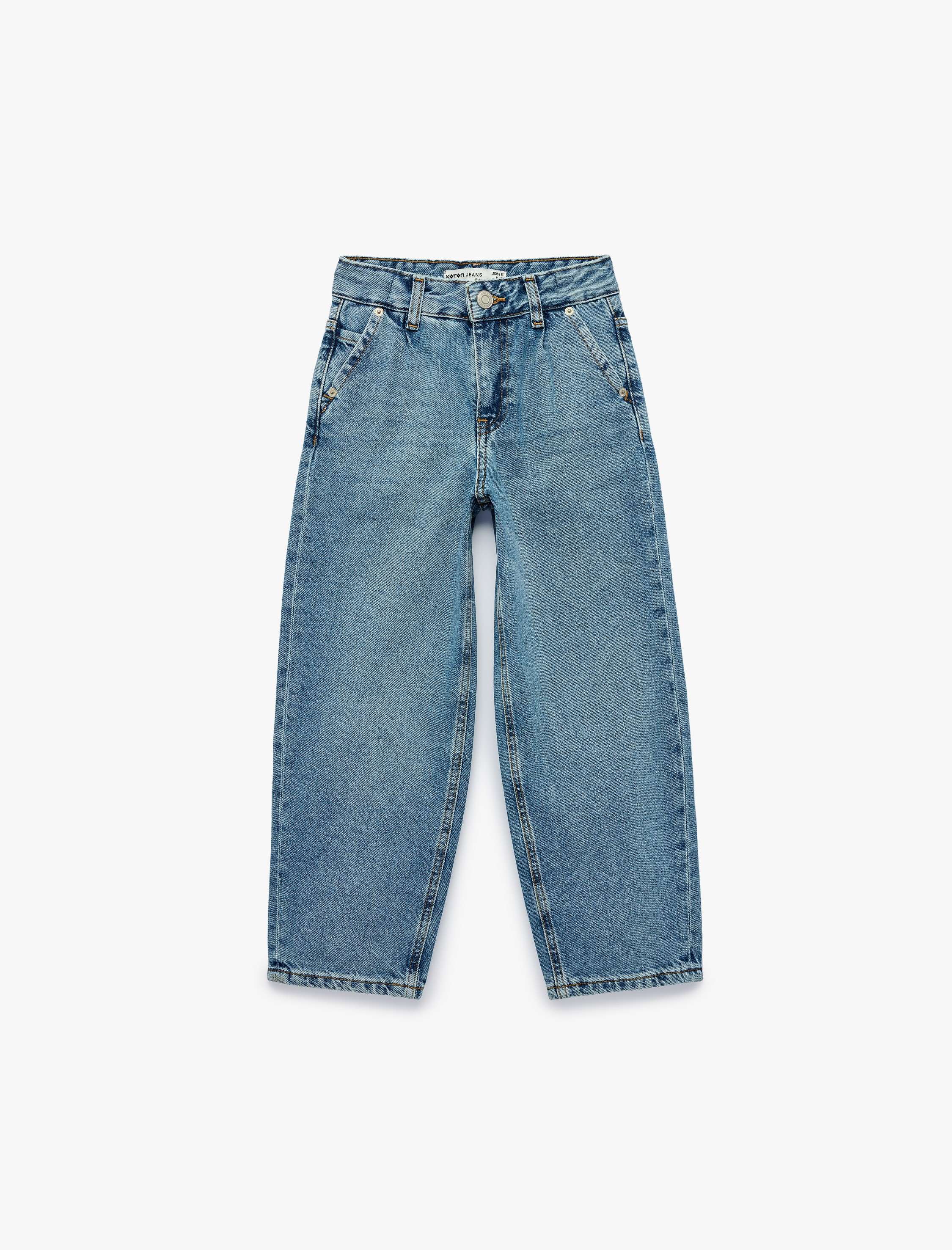  Erkek Çocuk Pamuklu Cepli Loose Fit Denim Pantolon