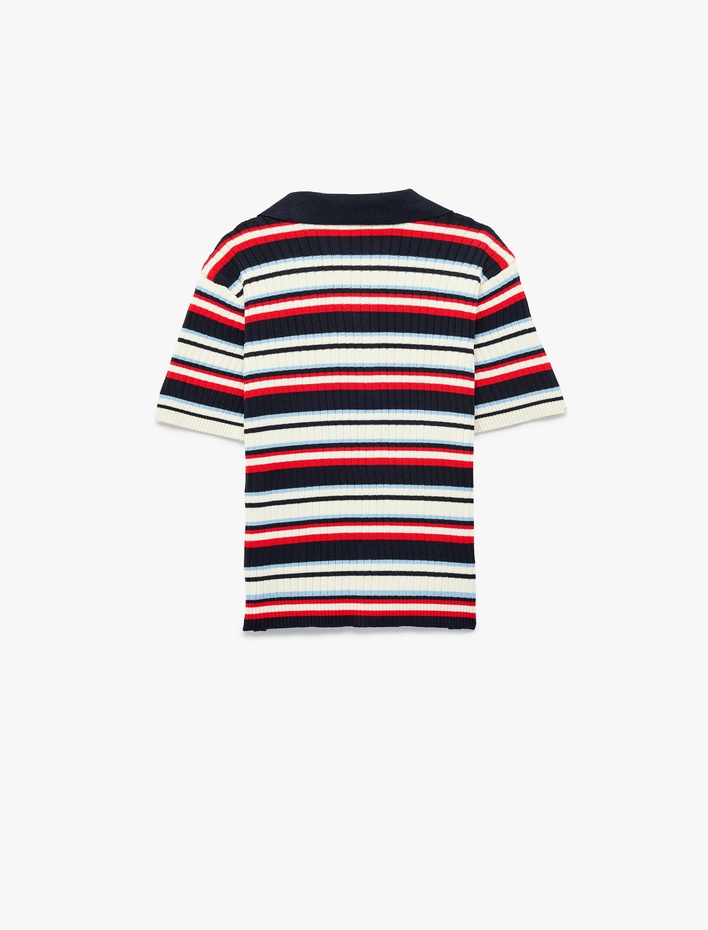 Kız Çocuk Viskon Karışımlı Kısa Kollu Düğmeli Polo Yaka Triko Tişört