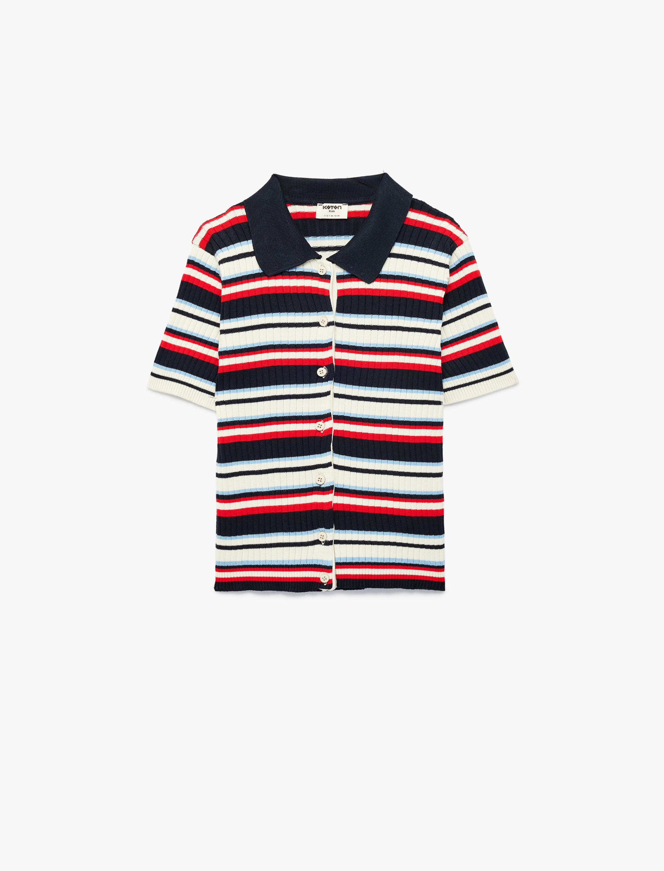  Kız Çocuk Viskon Karışımlı Kısa Kollu Düğmeli Polo Yaka Triko Tişört