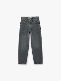 Pamuklu Beli Ayarlanabilir Lastikli Relax Fit Denim Pantolon