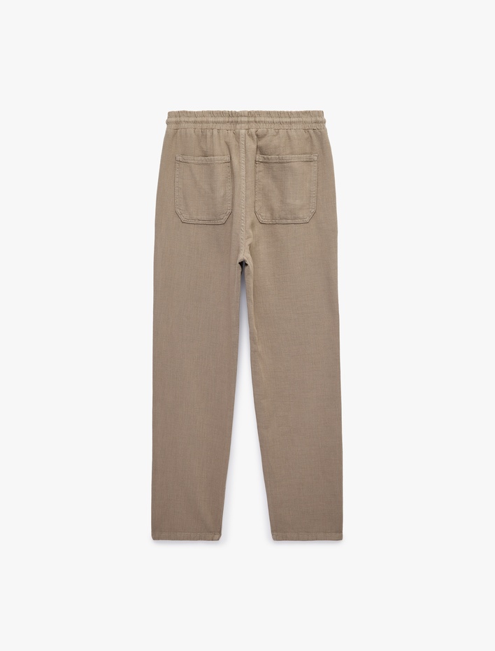  Regular Fit Pamuklu Cepli Beli Bağcıklı Pantolon