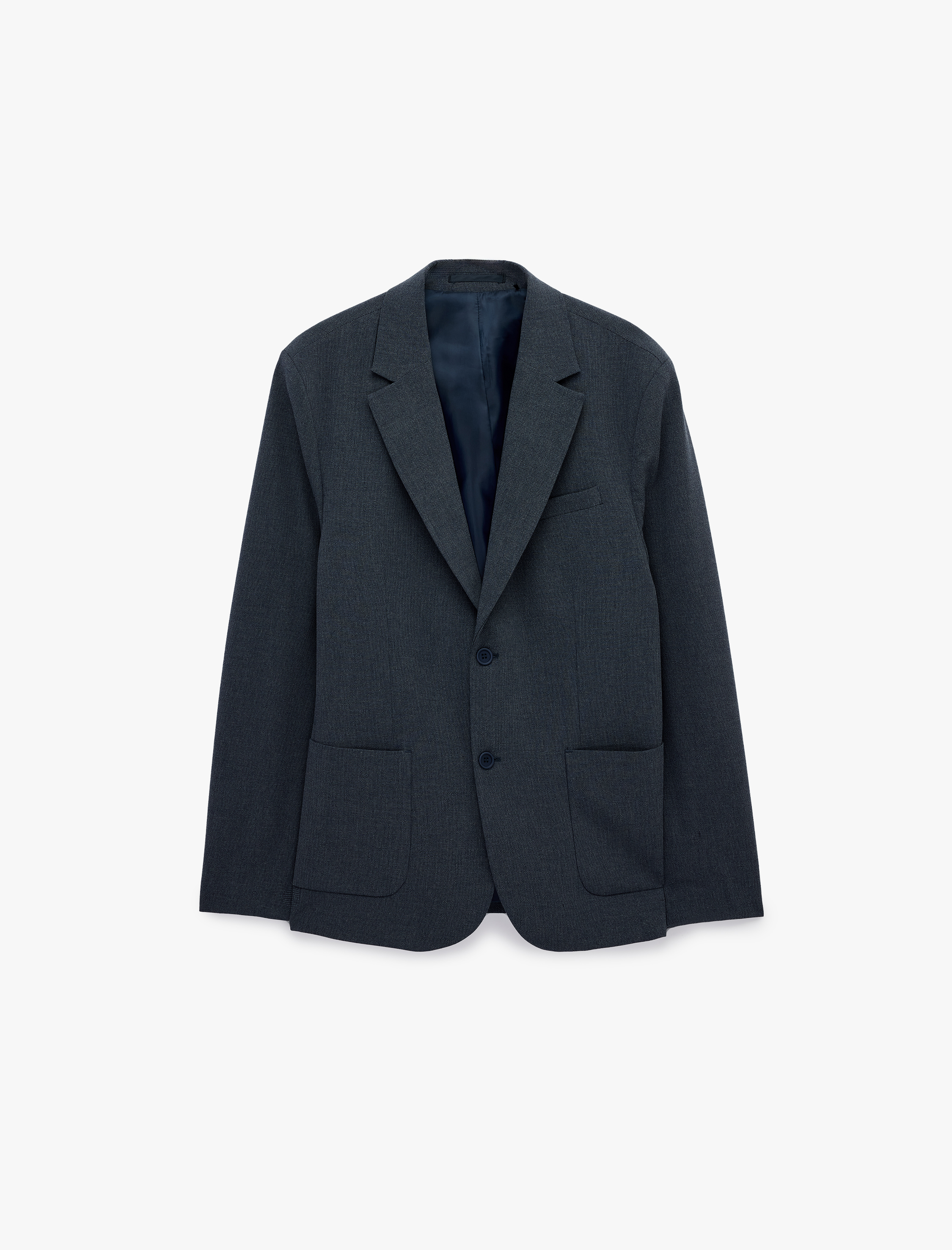   Regular Fit Uzun Kollu Cepli Düğmeli Gömlek Yaka Blazer Ceket