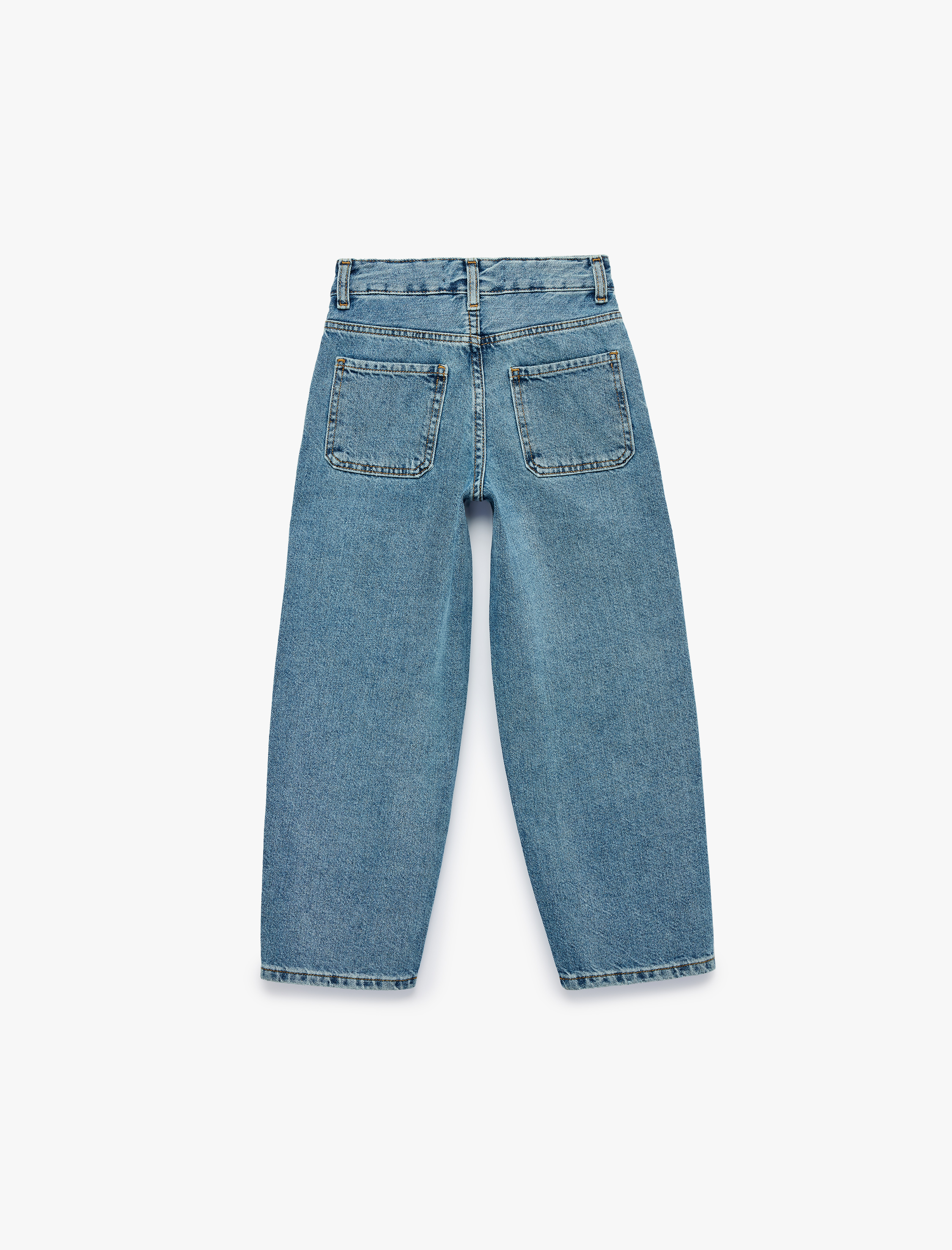  Erkek Çocuk Pamuklu Cepli Loose Fit Denim Pantolon