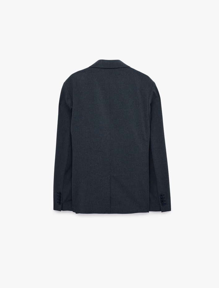 Regular Fit Uzun Kollu Cepli Düğmeli Gömlek Yaka Blazer Ceket