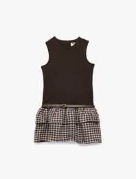 Kemer Detaylı Kolsuz Bisiklet Yaka Pamuklu Elbise