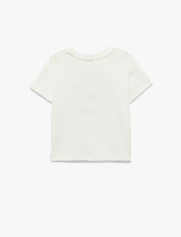 Erkek Bebek Yengeç Baskılı Pamuklu Kısa Kollu Bisiklet Yaka Tişört