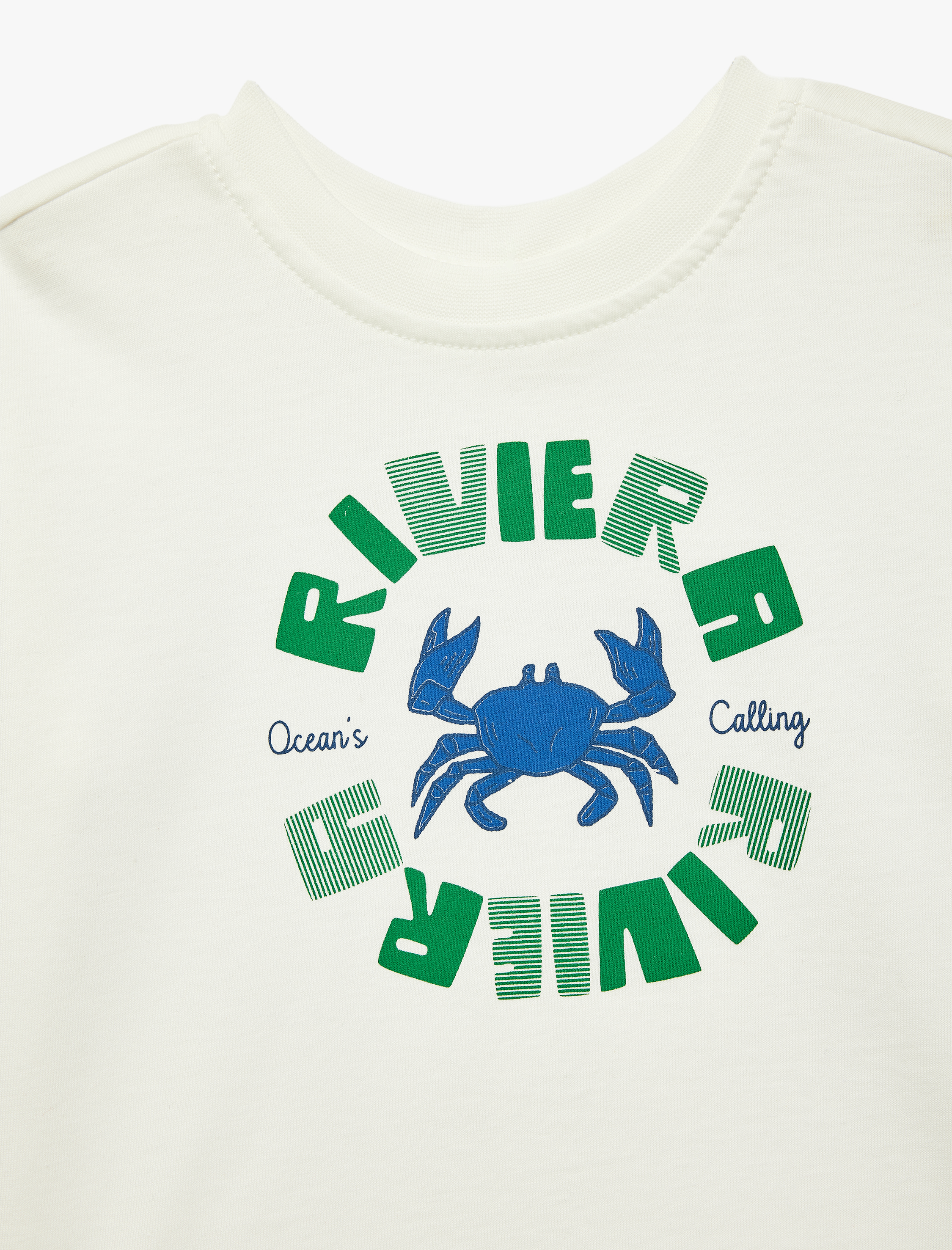  Erkek Bebek Yengeç Baskılı Pamuklu Kısa Kollu Bisiklet Yaka Tişört