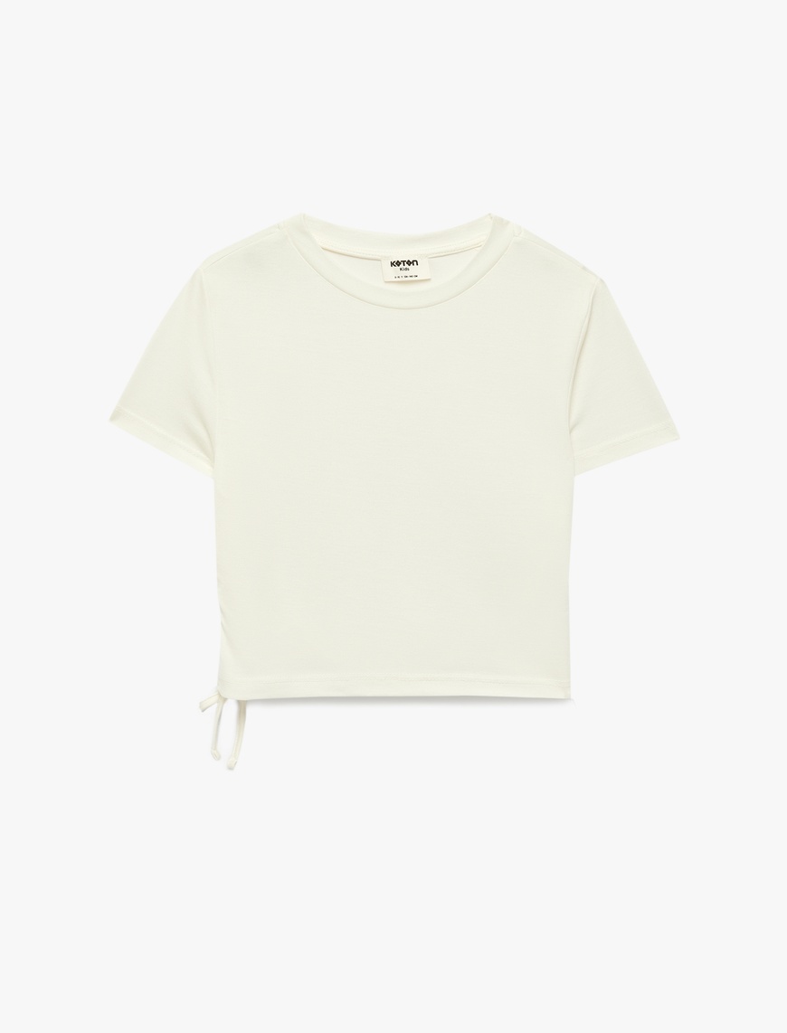 Koton Bisiklet Yaka Büzgü Detaylı Modal Karışımlı Kısa Kollu T-Shirt