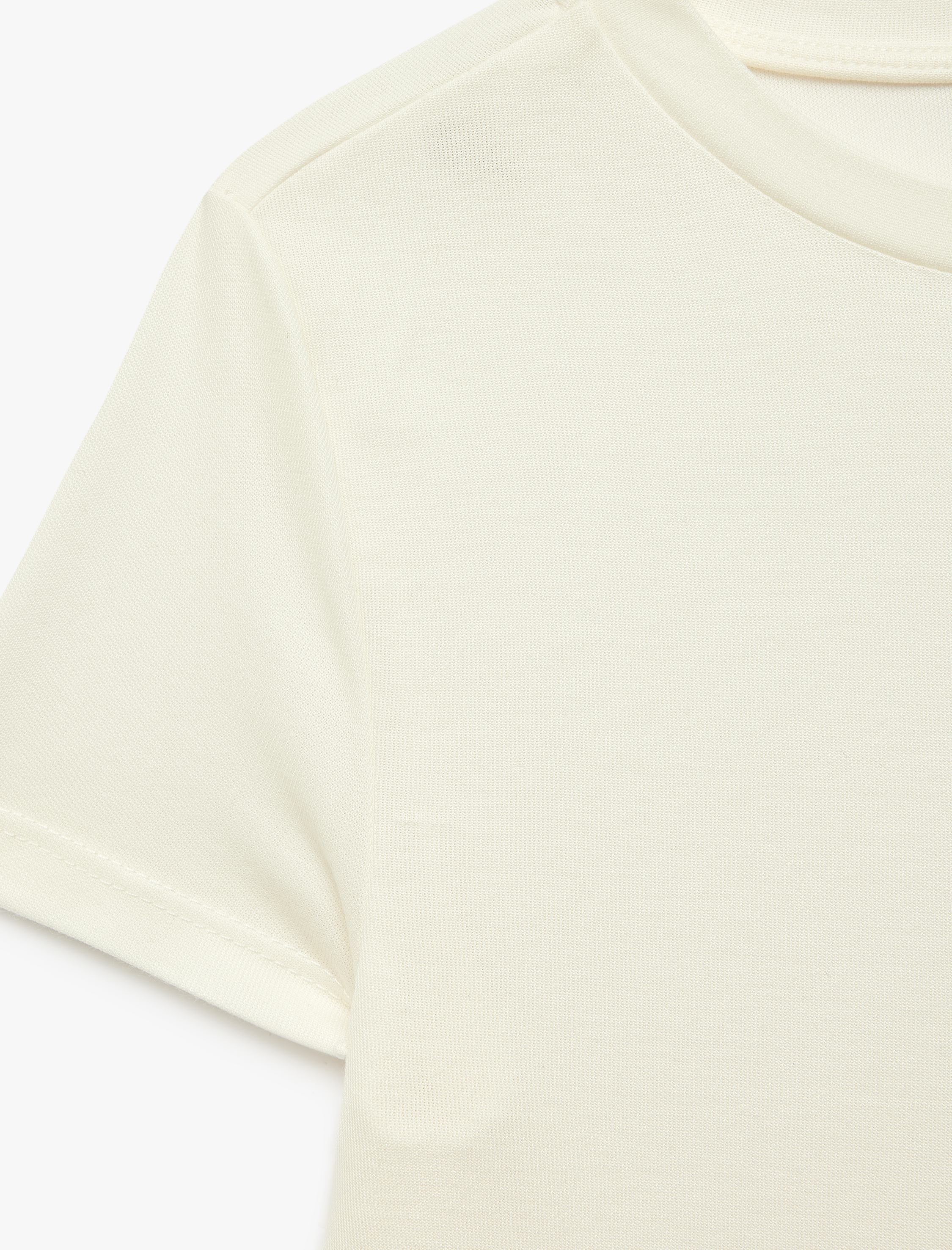  Kız Çocuk Modal Karışımlı Büzgü Detaylı Kısa Kollu Bisiklet Yaka Crop Tişört