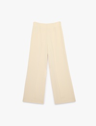 Krep Kumaş Yüksek Bel Geniş Paça Palazzo Pantolon