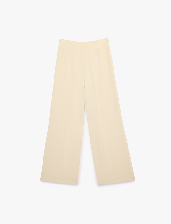  Krep Kumaş Yüksek Bel Geniş Paça Palazzo Pantolon