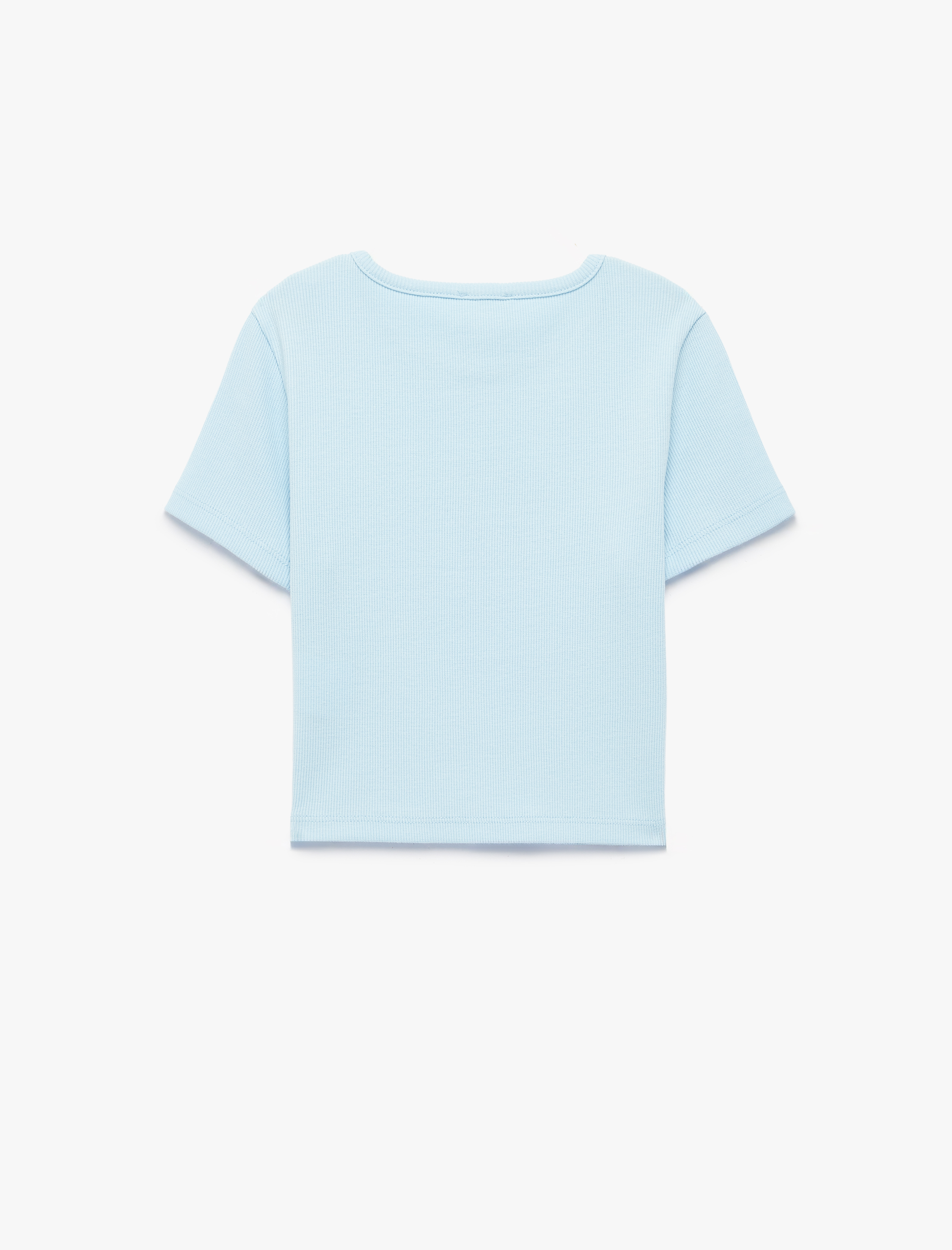  Kız Çocuk Pamuklu Kısa Kollu Bisiklet Yaka Baskılı Tişört