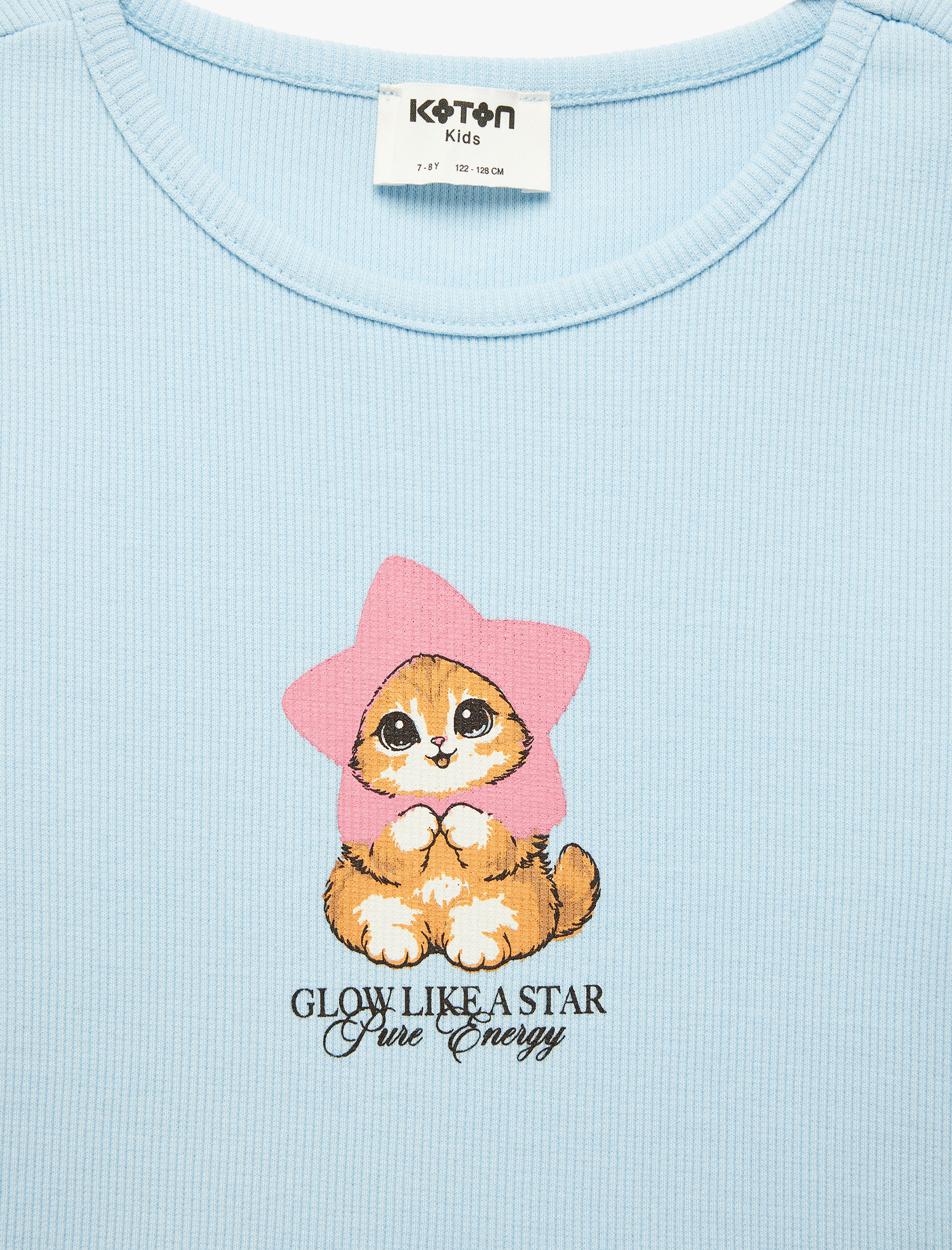  Kız Çocuk Pamuklu Kısa Kollu Bisiklet Yaka Baskılı Tişört