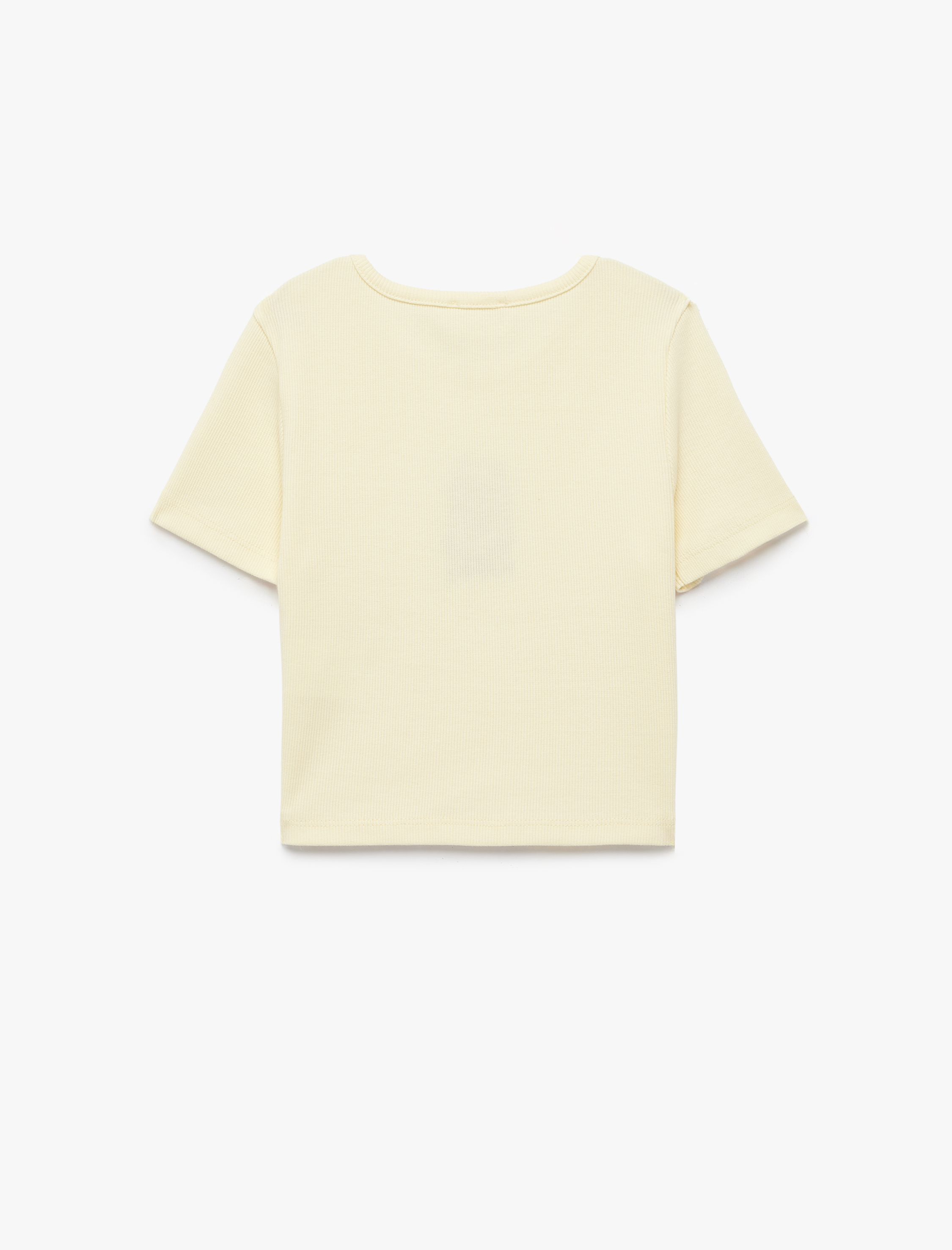  Kız Çocuk Bisiklet Yaka Kısa Kollu Nakışlı Pamuklu Tişört