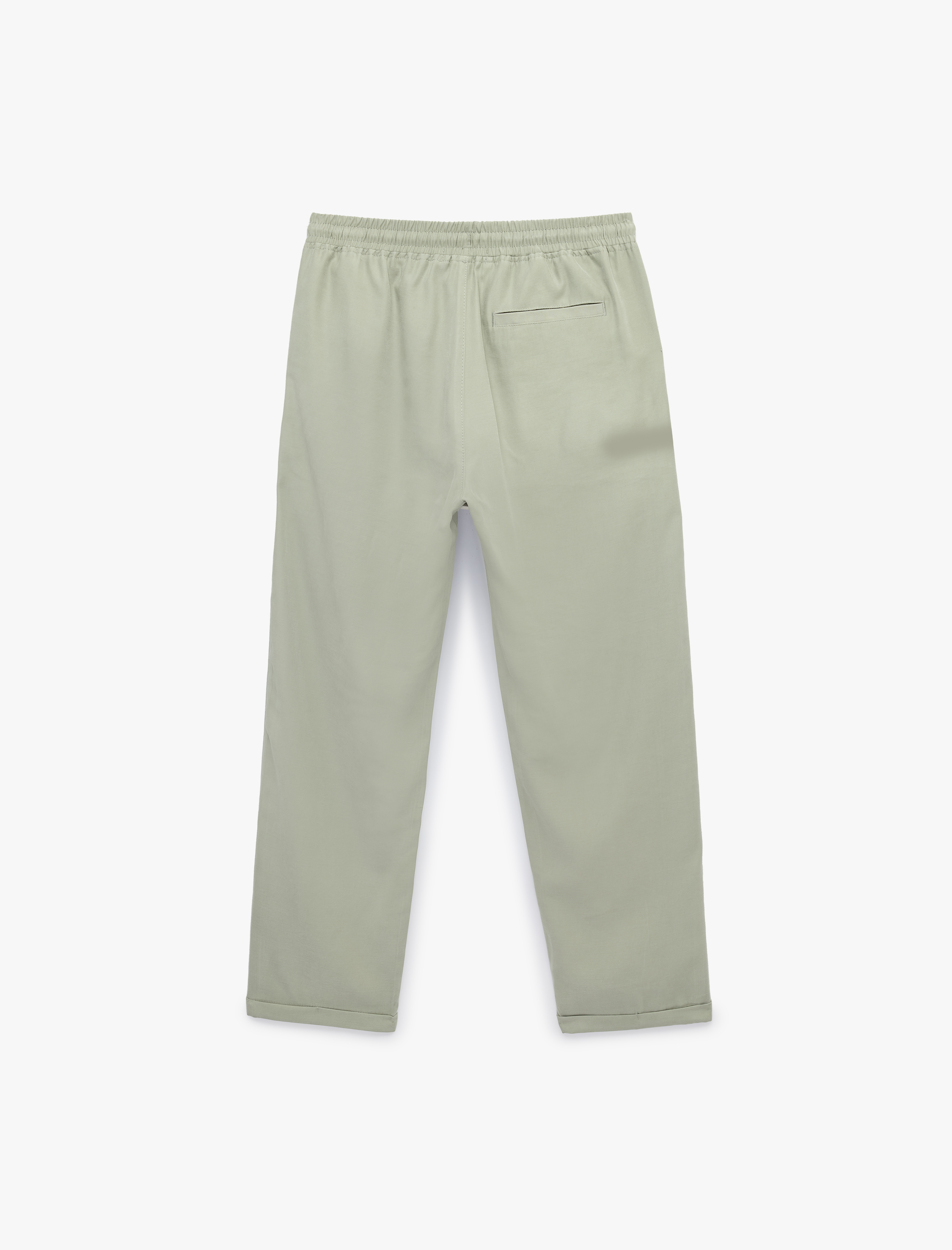   Viskon Cep Detaylı Duble Paça Beli Bağcıklı Pantolon