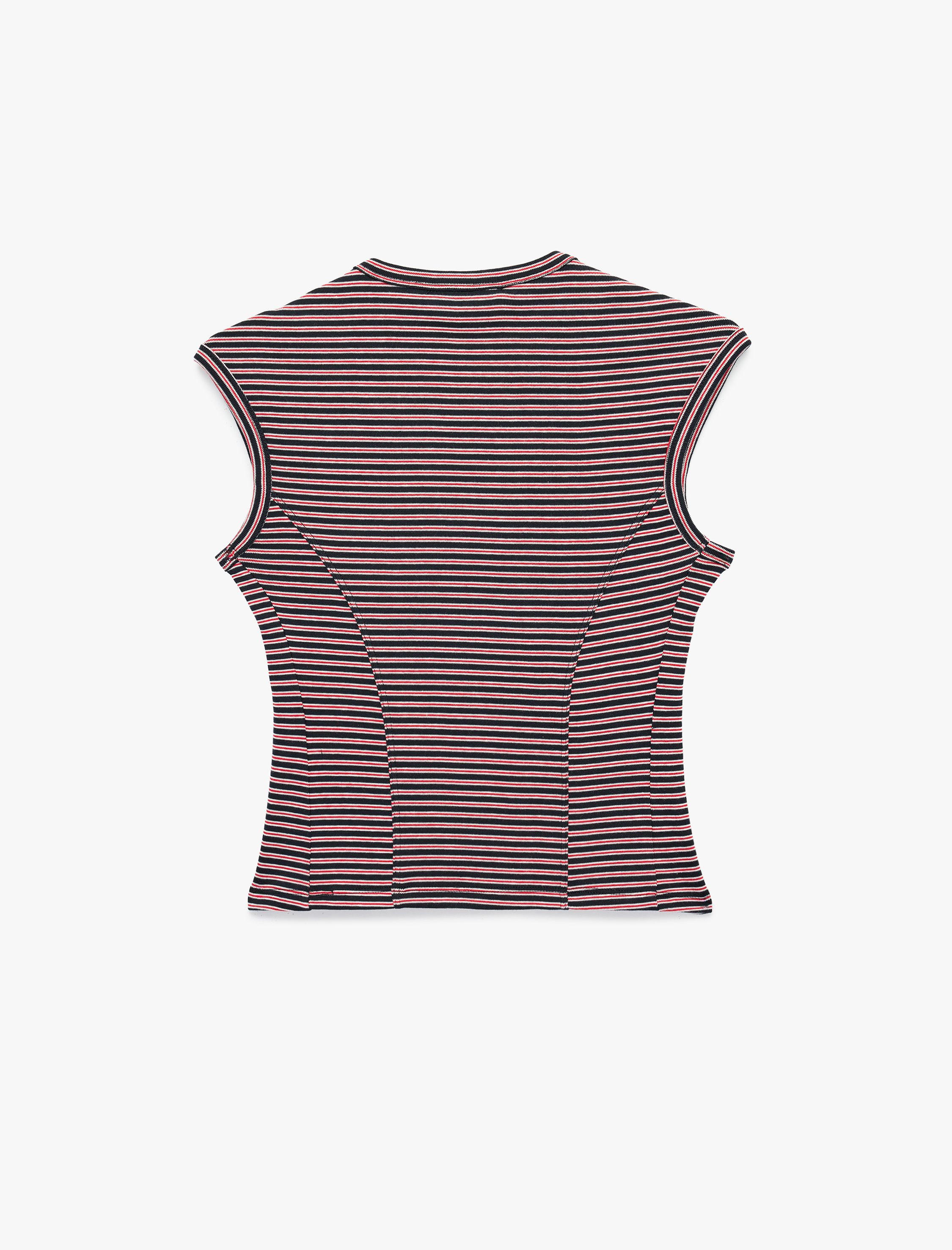   Pamuklu Slim Fit Bisiklet Yaka Çizgili Kolsuz Body