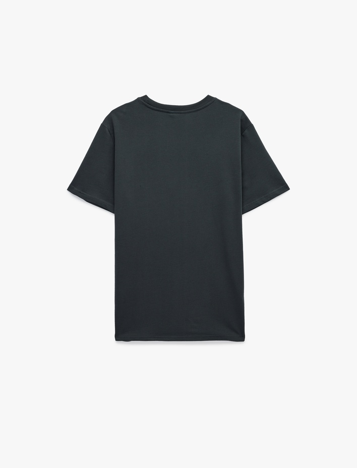  Regular Fit Kısa Kollu Bisiklet Yaka Baskılı Spor Tişört