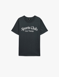 Regular Fit Kısa Kollu Bisiklet Yaka Baskılı Spor Tişört