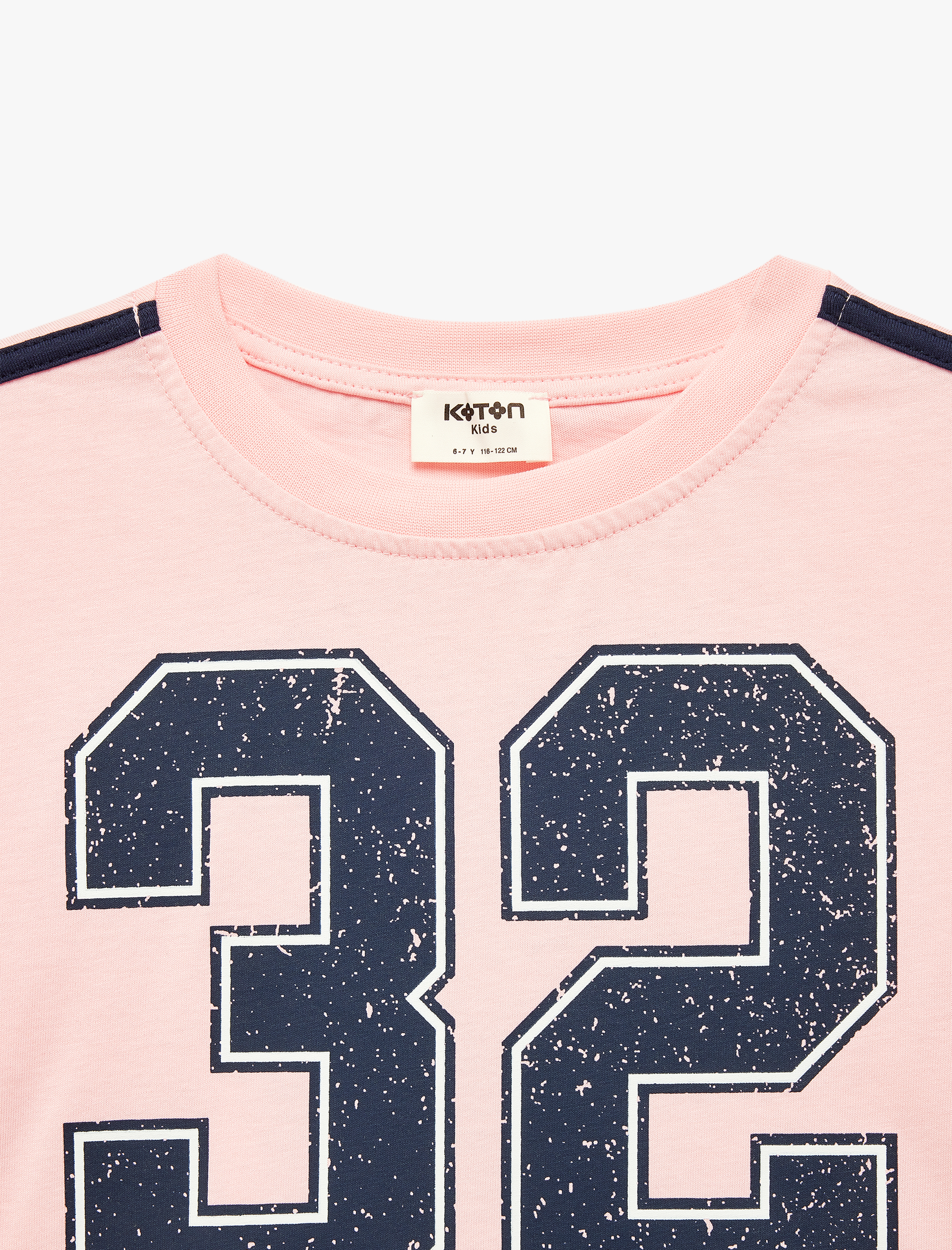  Kız Çocuk Pamuklu Kısa Kollu Bisiklet Yaka Fiyonk Detaylı Baskılı Tişört